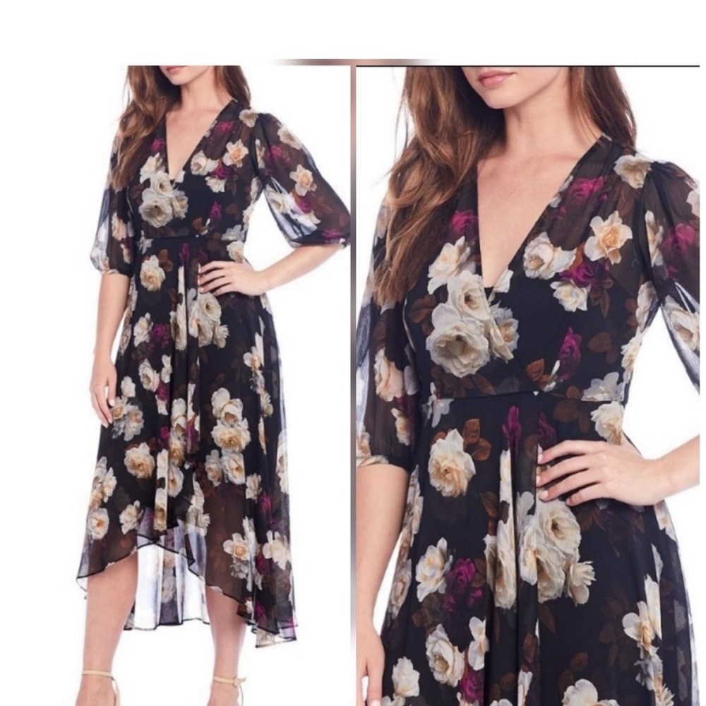 Calvin Klein Floral Top in Brown and Mauve